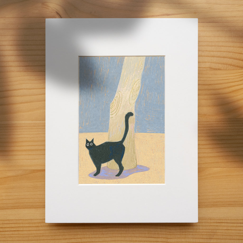 Cat & Tree | Black Cat Wall Art Print | Cat Lover Gift