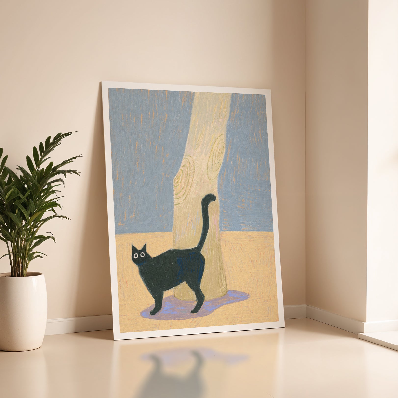Cat & Tree | Black Cat Wall Art Print | Cat Lover Gift
