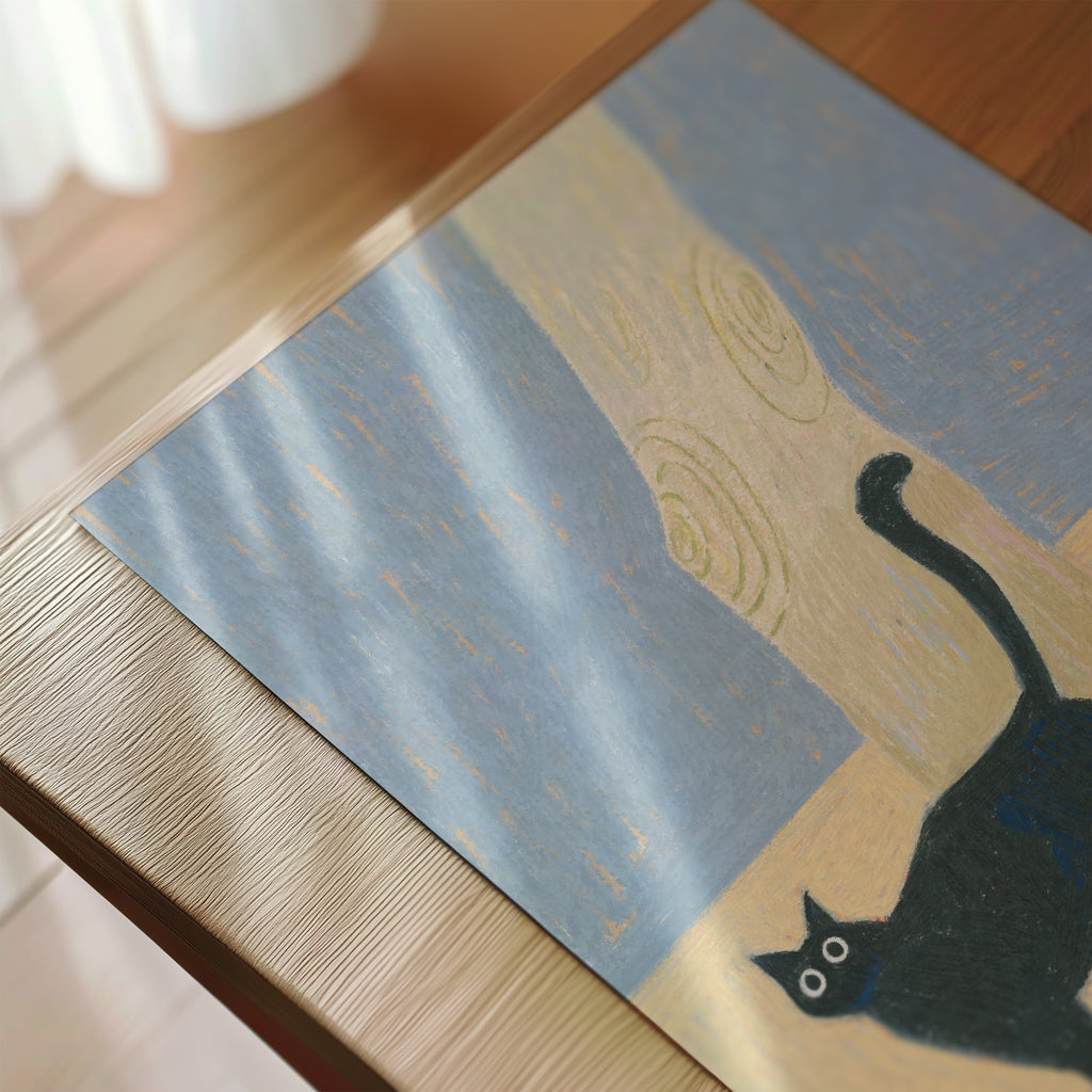 Cat & Tree | Black Cat Wall Art Print | Cat Lover Gift