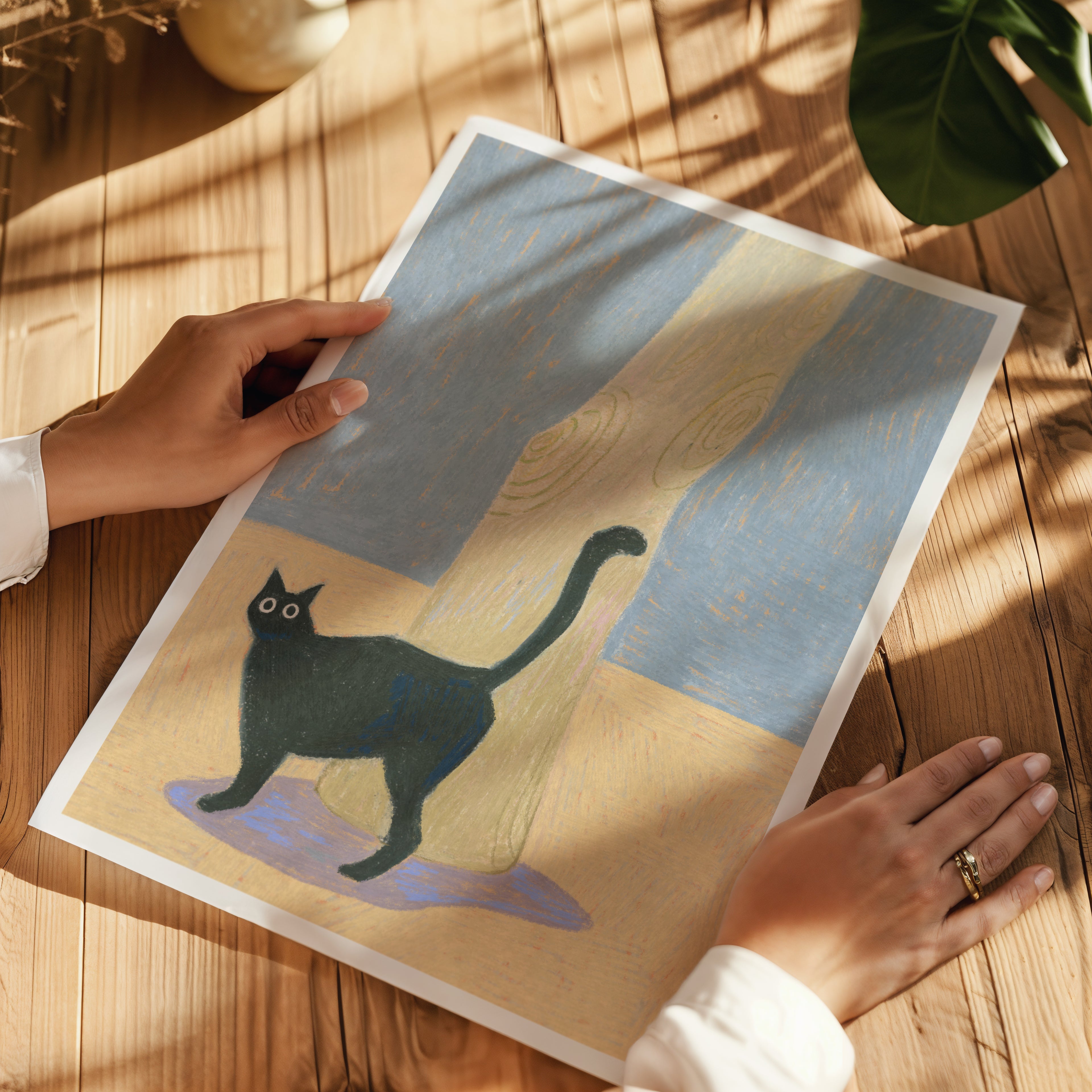 Cat & Tree | Black Cat Wall Art Print | Cat Lover Gift