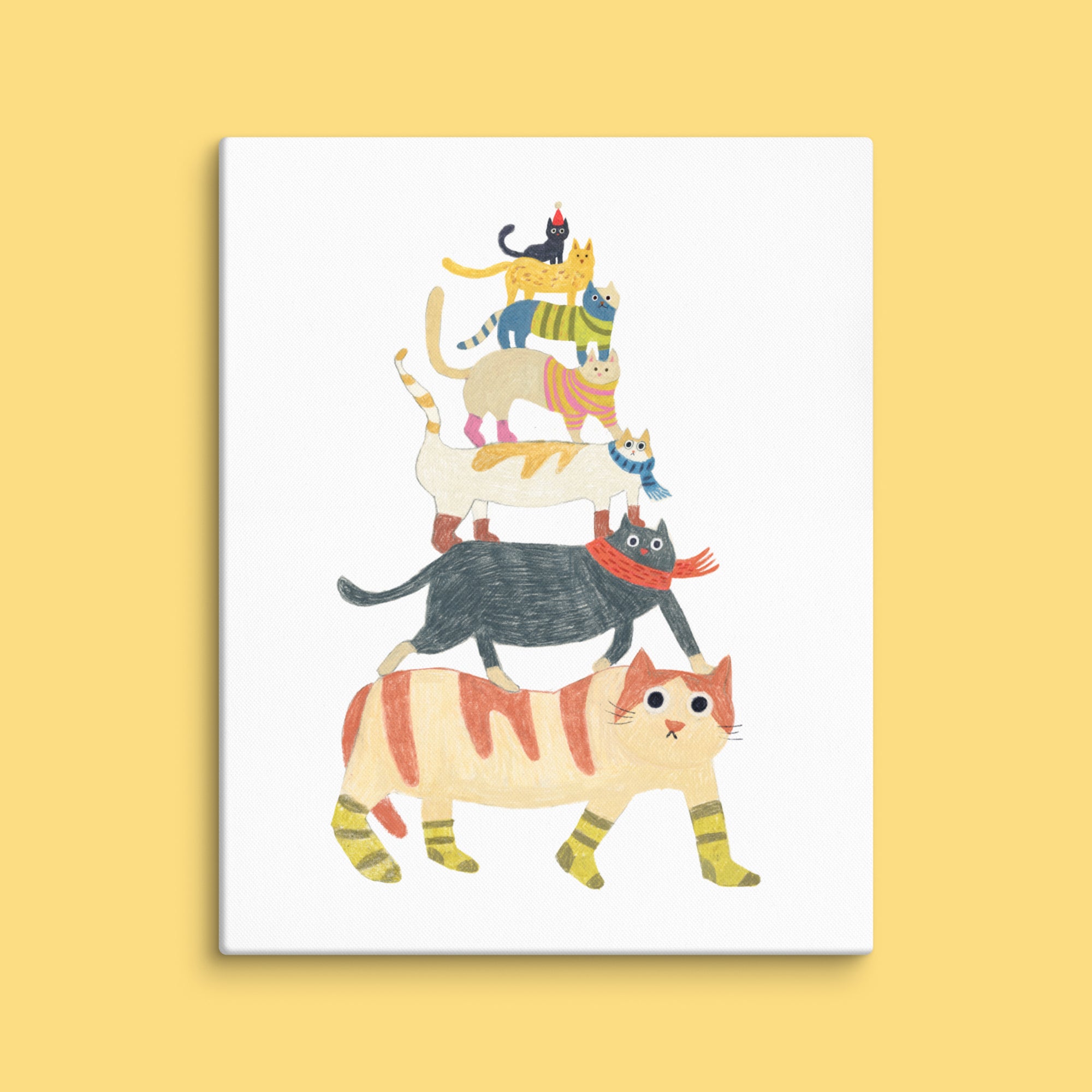 Cat Tower Illustration Print | Hand-Drawn Cozy Cat Art