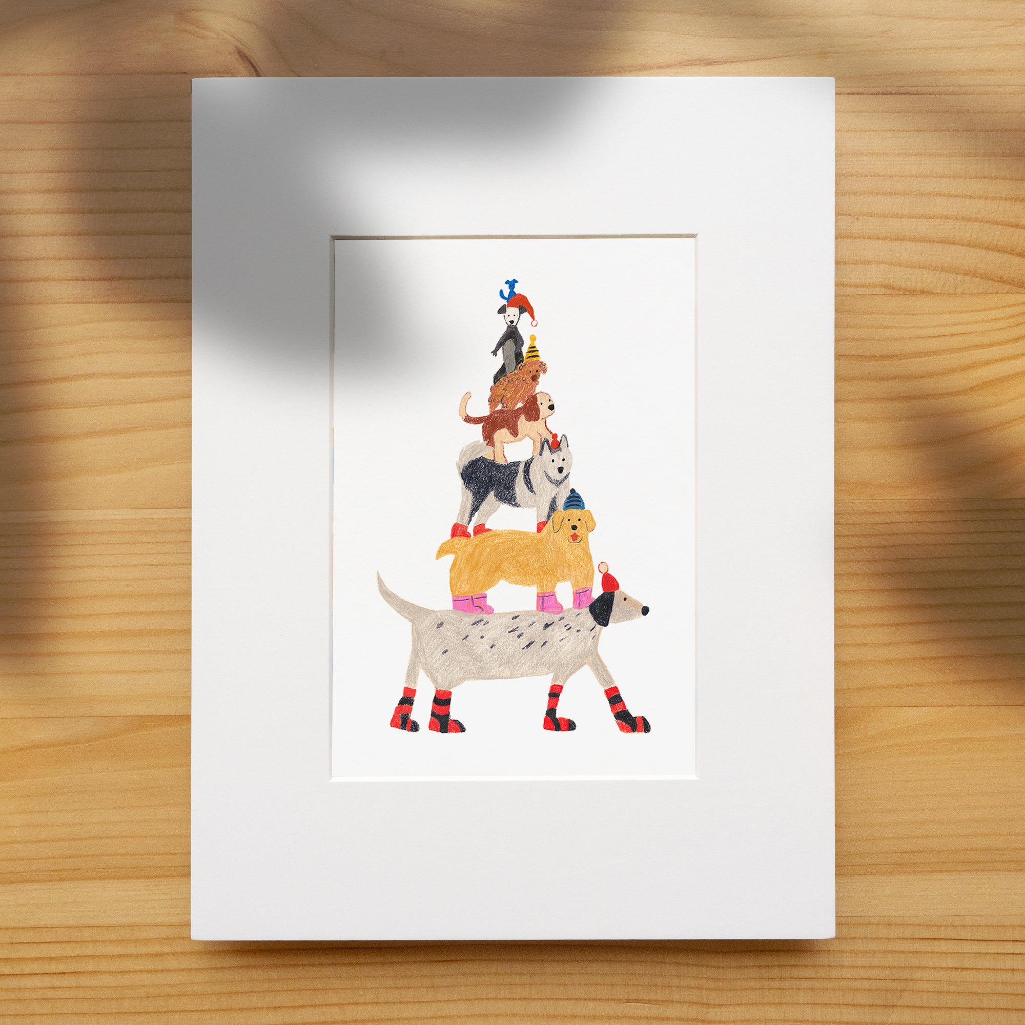 Dog Tower Illustration Print | Hand-Drawn Cozy Dog Art