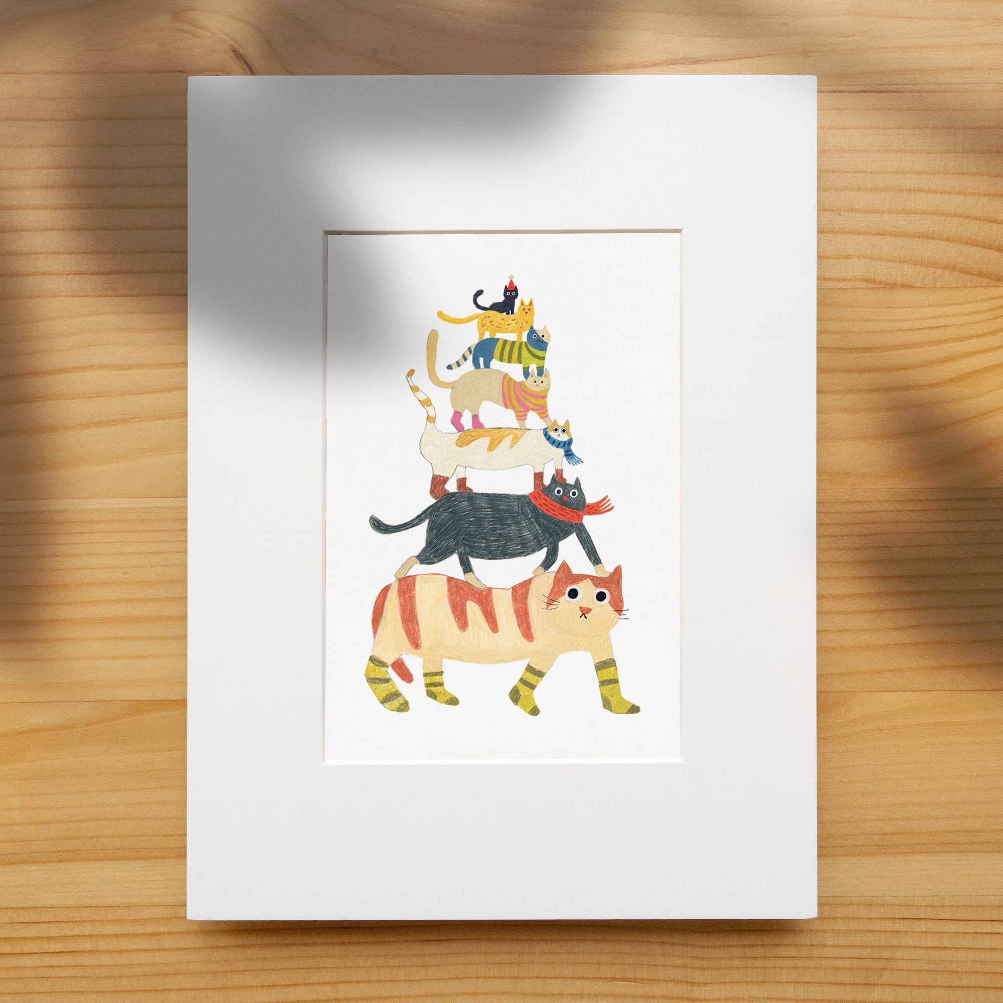 Cat Tower Illustration Print | Hand-Drawn Cozy Cat Wall Art