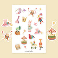 Vintage Toy Shop Sticker Sheet | Circus & Fairytale Illustrated Stickers | Nostalgic Collectible