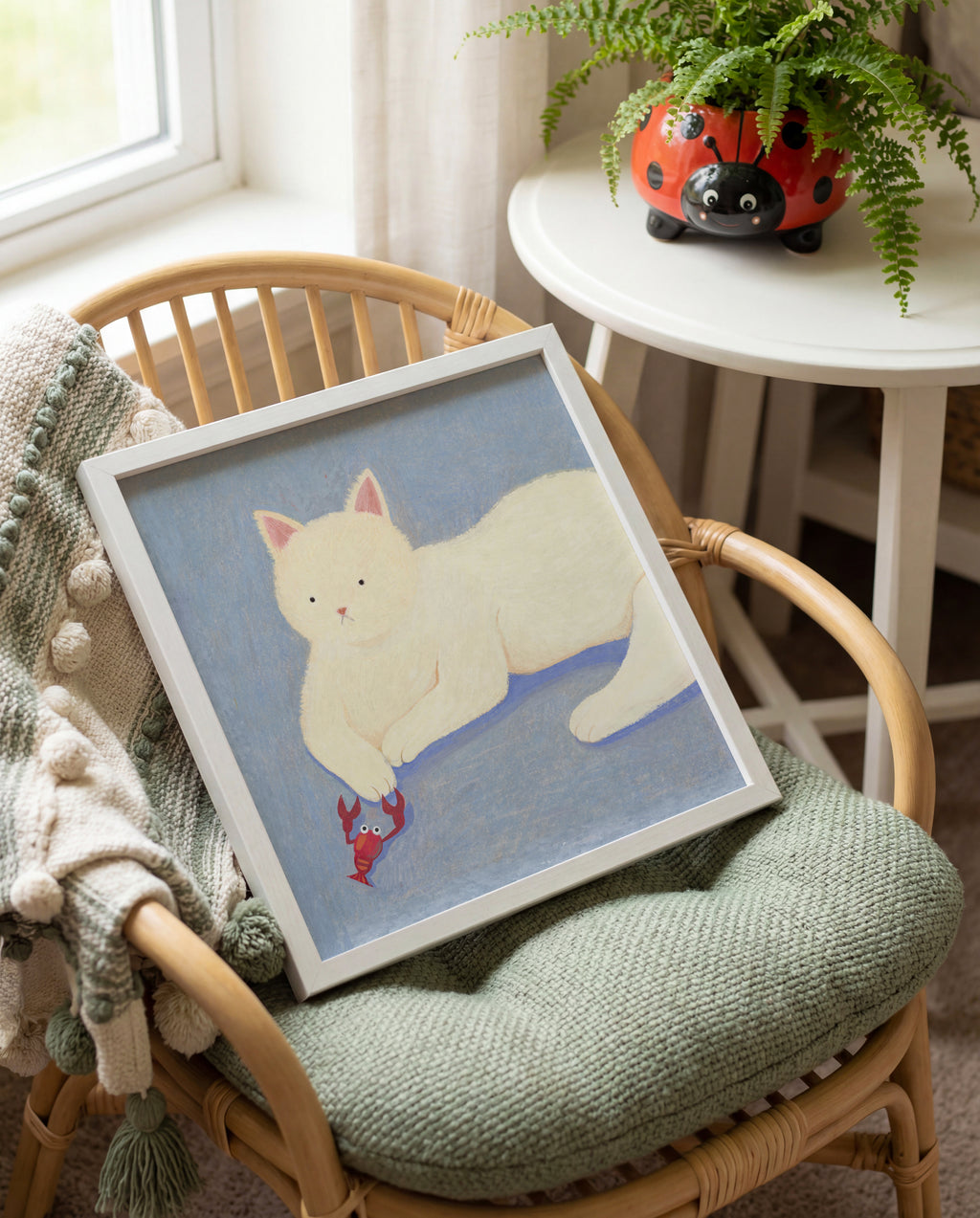 Cat Meets Lobster Art Print | Cat Lover Gift