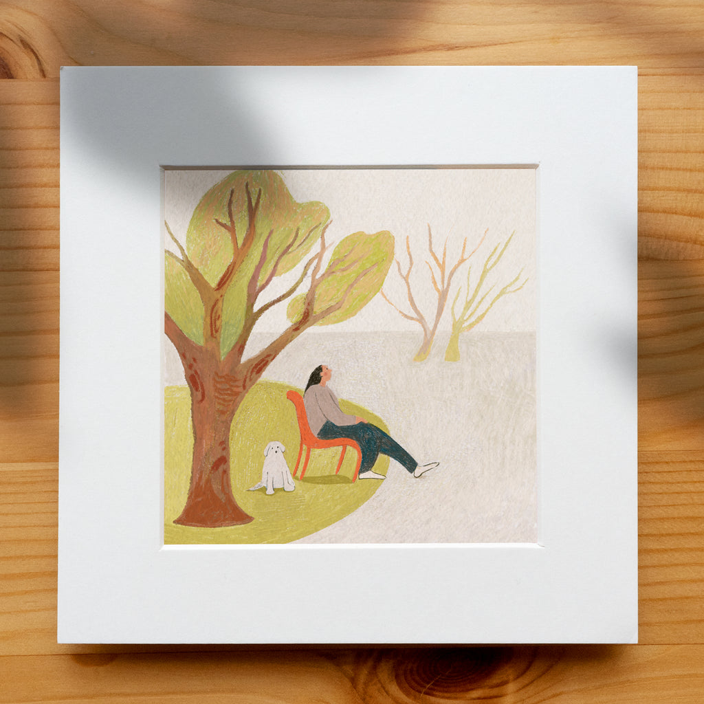 Just Me and My Dog - Coloured Pencil Art Print | Modern Boho Wall Decor