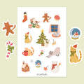 Christmas Cats Sticker Sheet | Cosy Holiday Illustrated Stickers | Festive Winter Collection