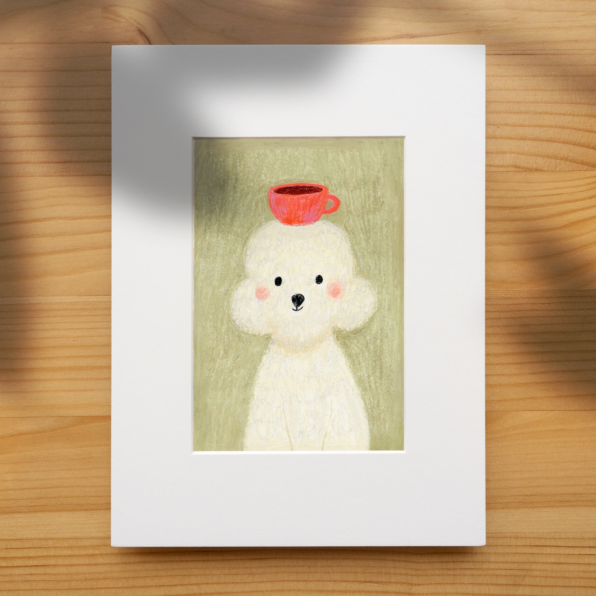 Espresso Poodle - Cute Coloured Pencil Art Print | Coffee Lover Gift