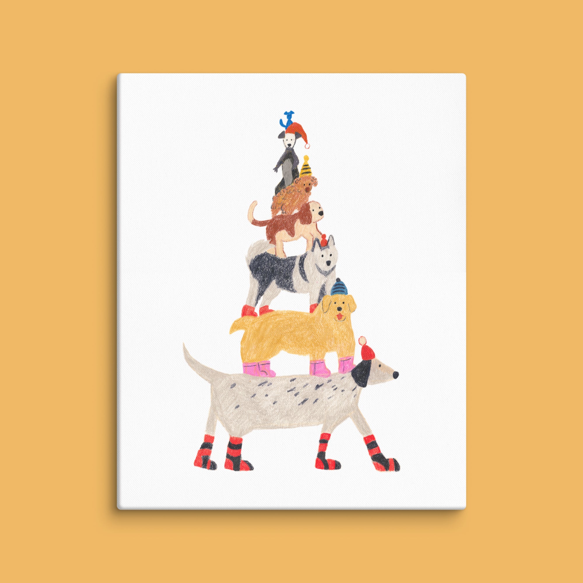 Dog Tower Illustration Print | Hand-Drawn Cozy Dog Art