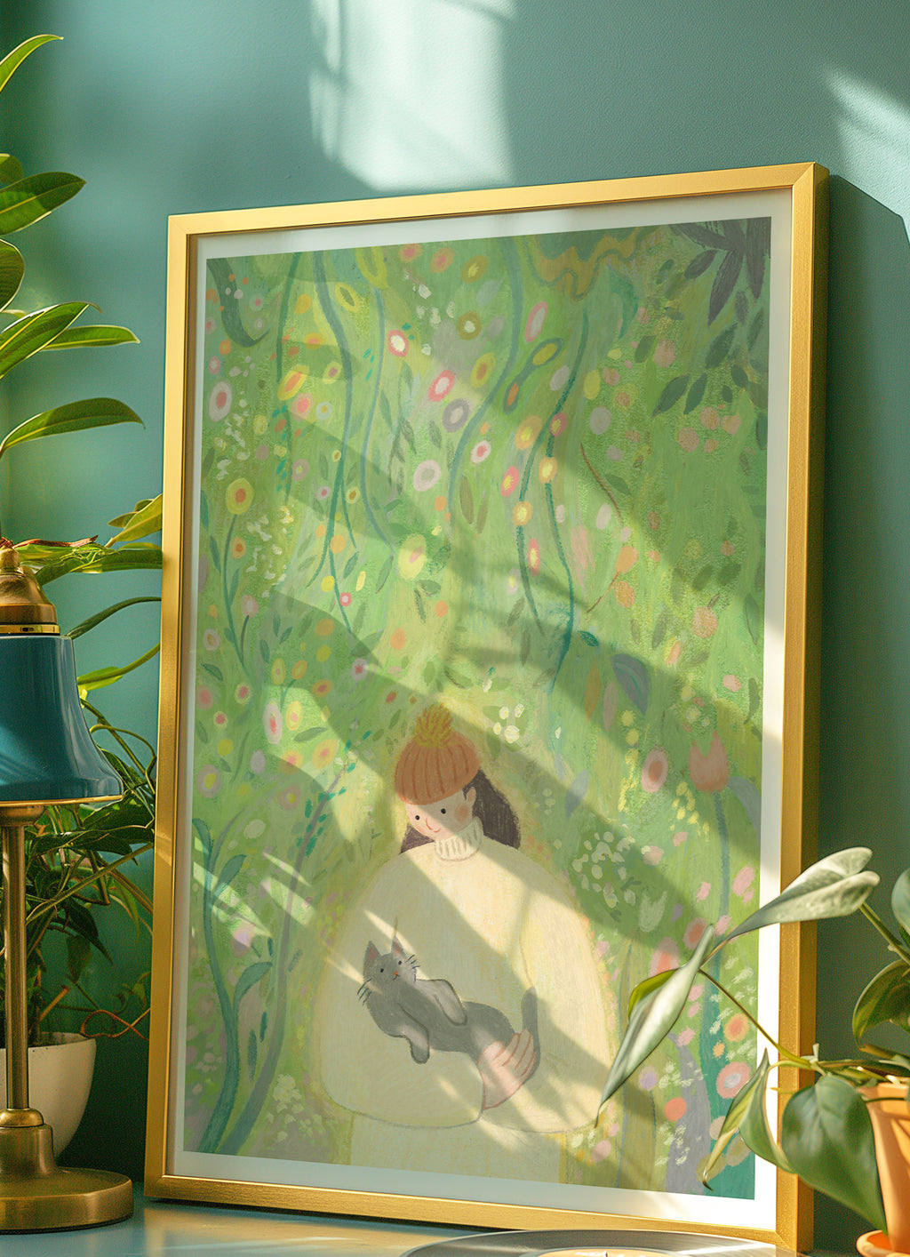 The Garden Girl Hand-Drawn Art Print