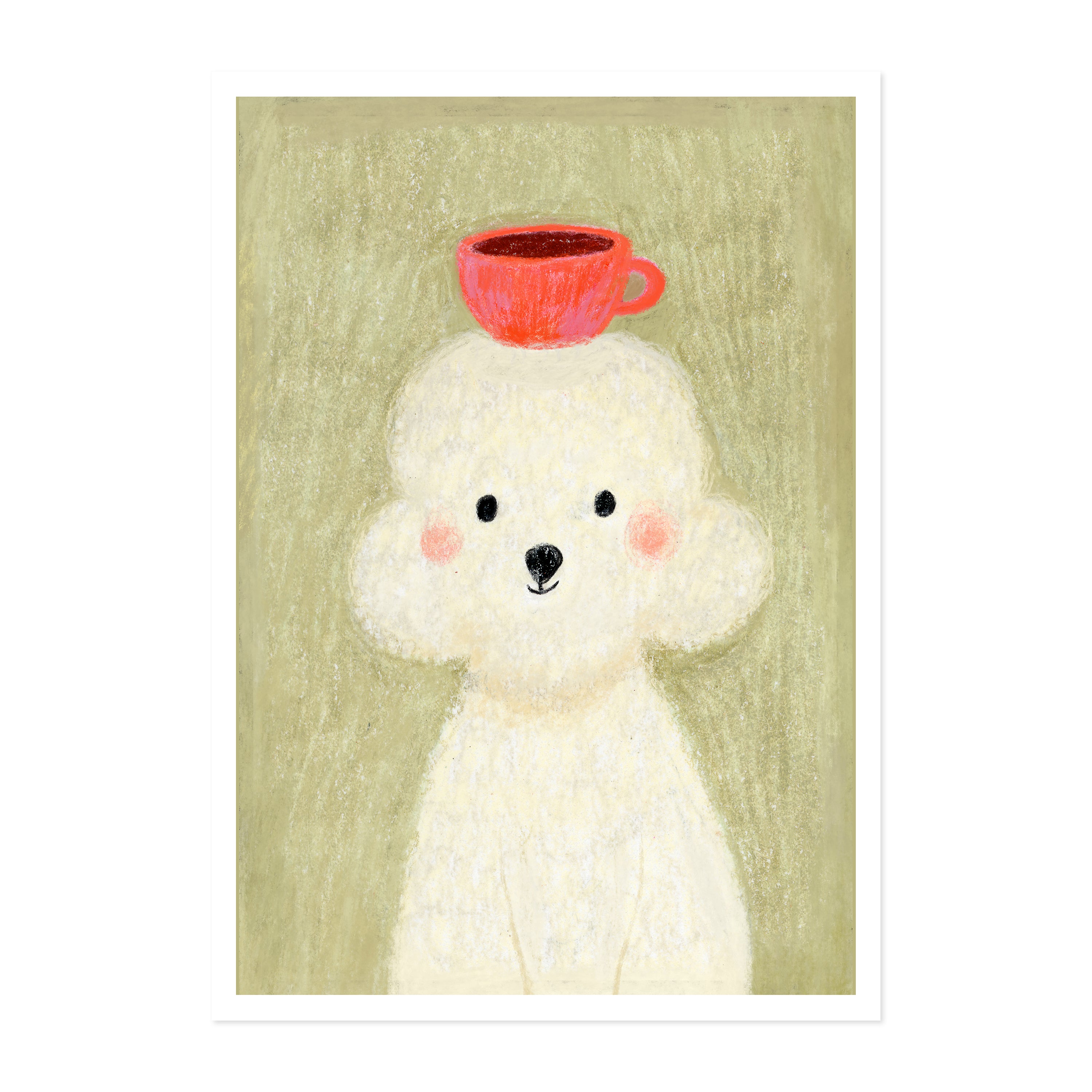 Espresso Poodle - Cute Coloured Pencil Art Print | Coffee Lover Gift