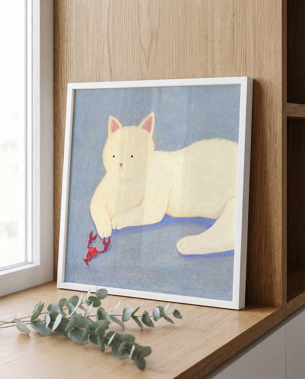 Cat Meets Lobster Art Print | Cat Lover Gift