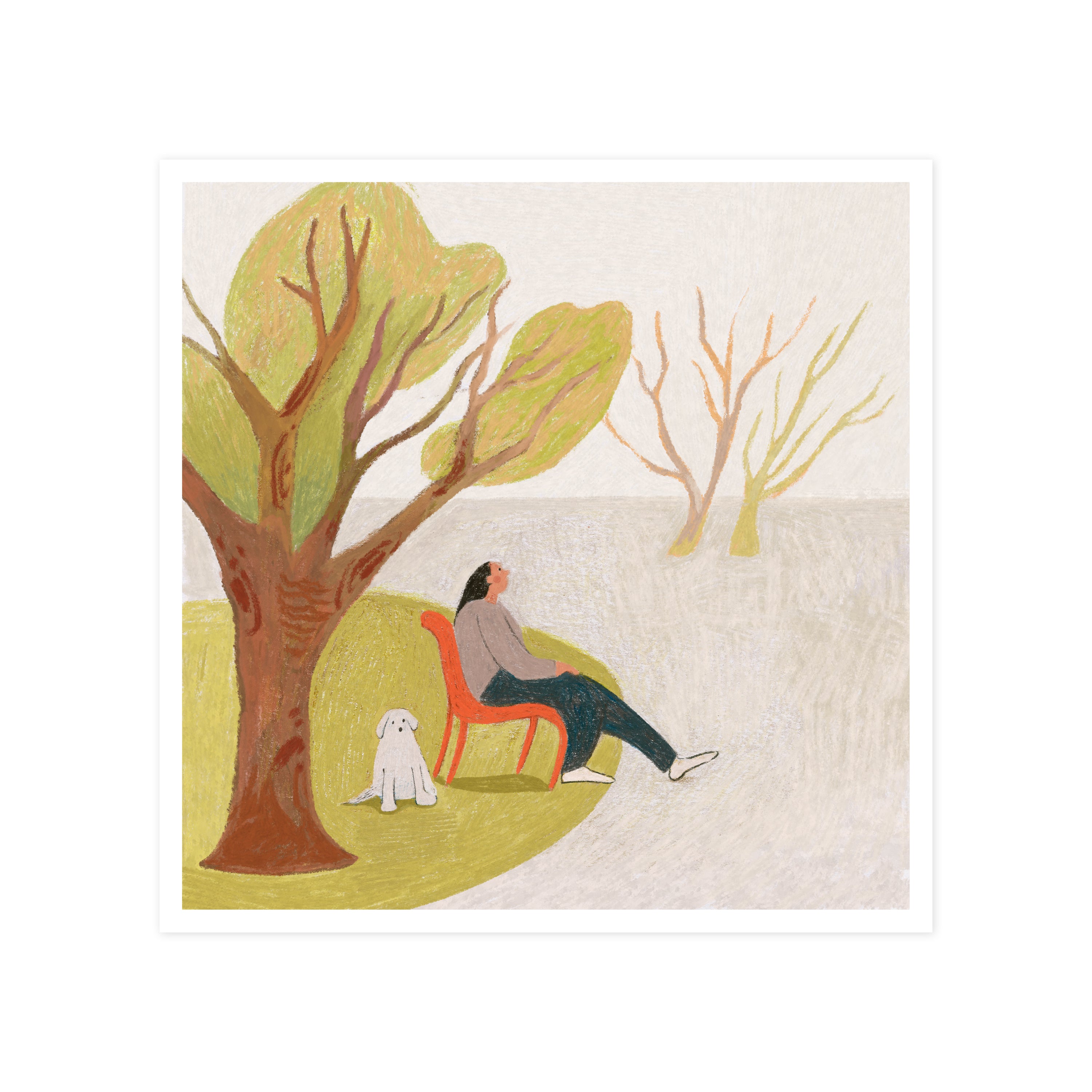 Just Me and My Dog - Coloured Pencil Art Print | Modern Boho Wall Decor