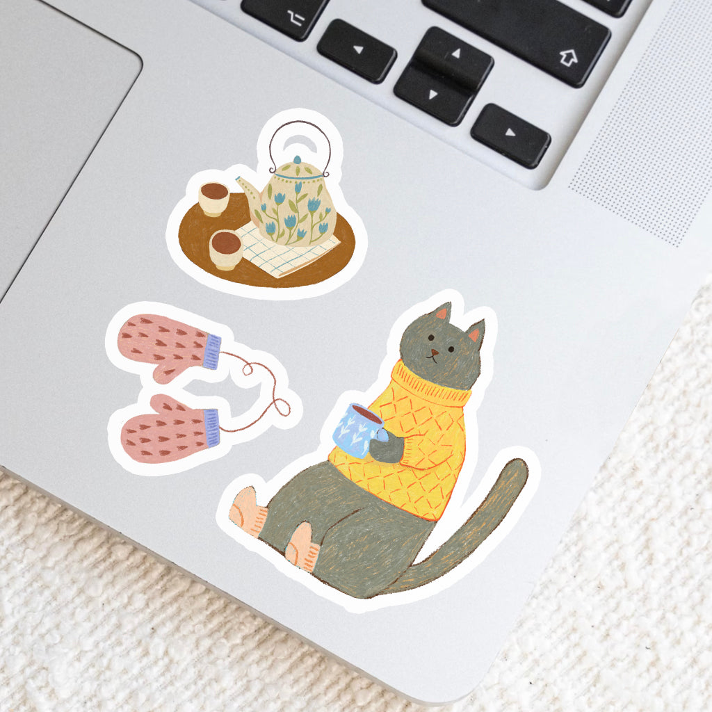 Winter Vibe Sticker Sheet | Cosy Season Illustrated Stickers | Warm & Snowy Days