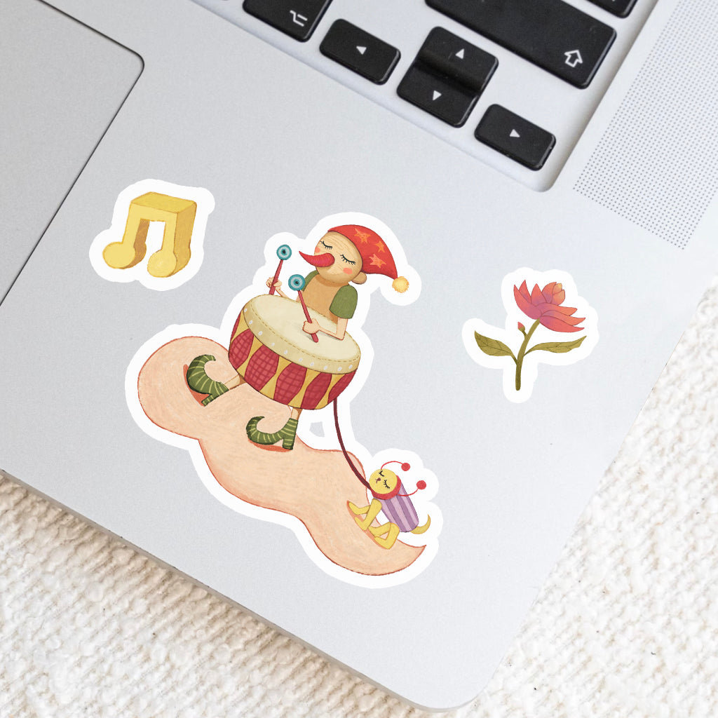 Toy Box Serenade Sticker Sheet | Whimsical Music & Fantasy Illustrated Stickers