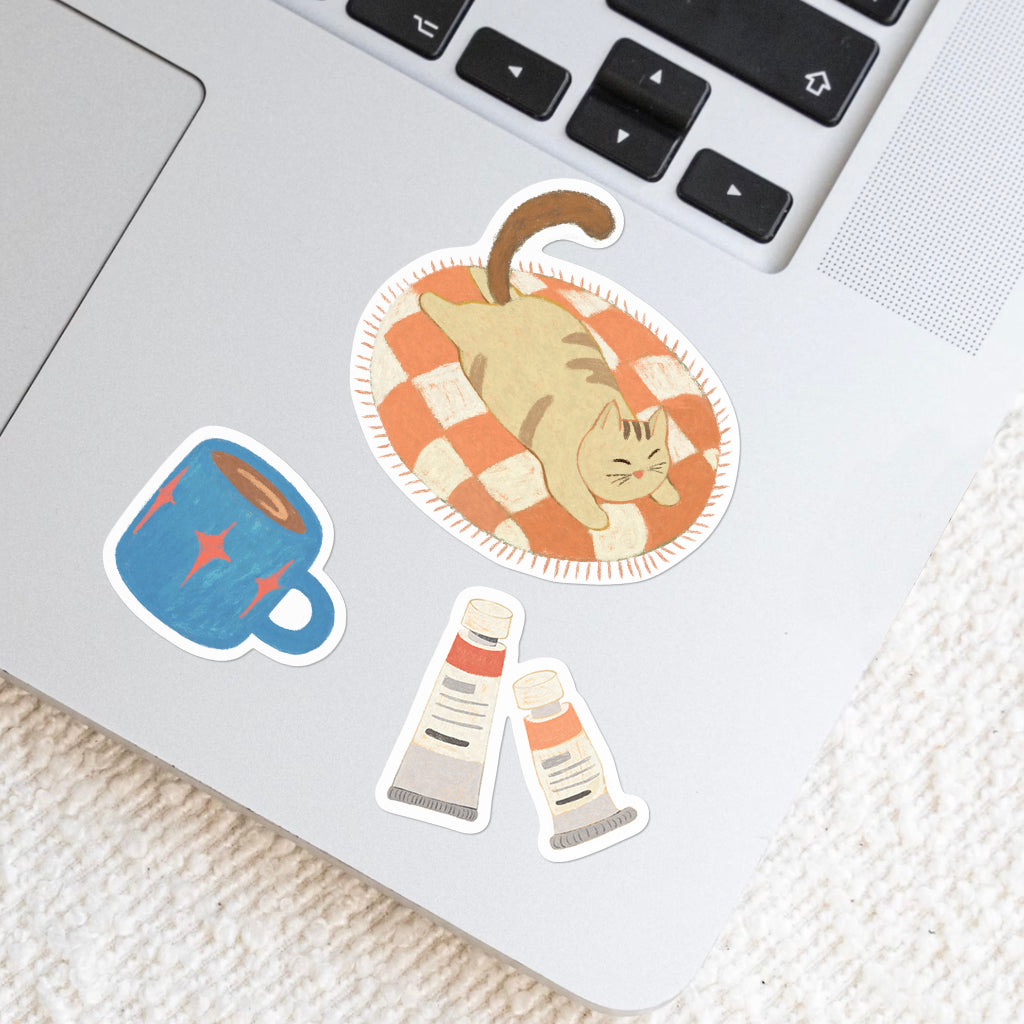 Artist & Stationery Life Sticker Sheet | Cosy Everyday Illustrated Stickers |