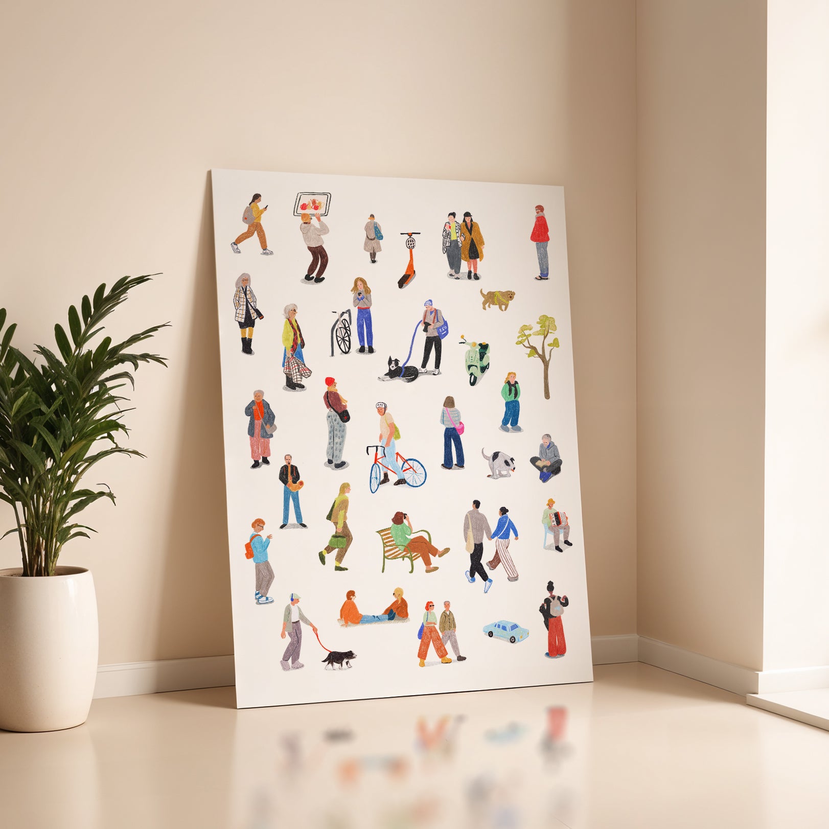 People Watching | Urban Life Illustration Wall Art