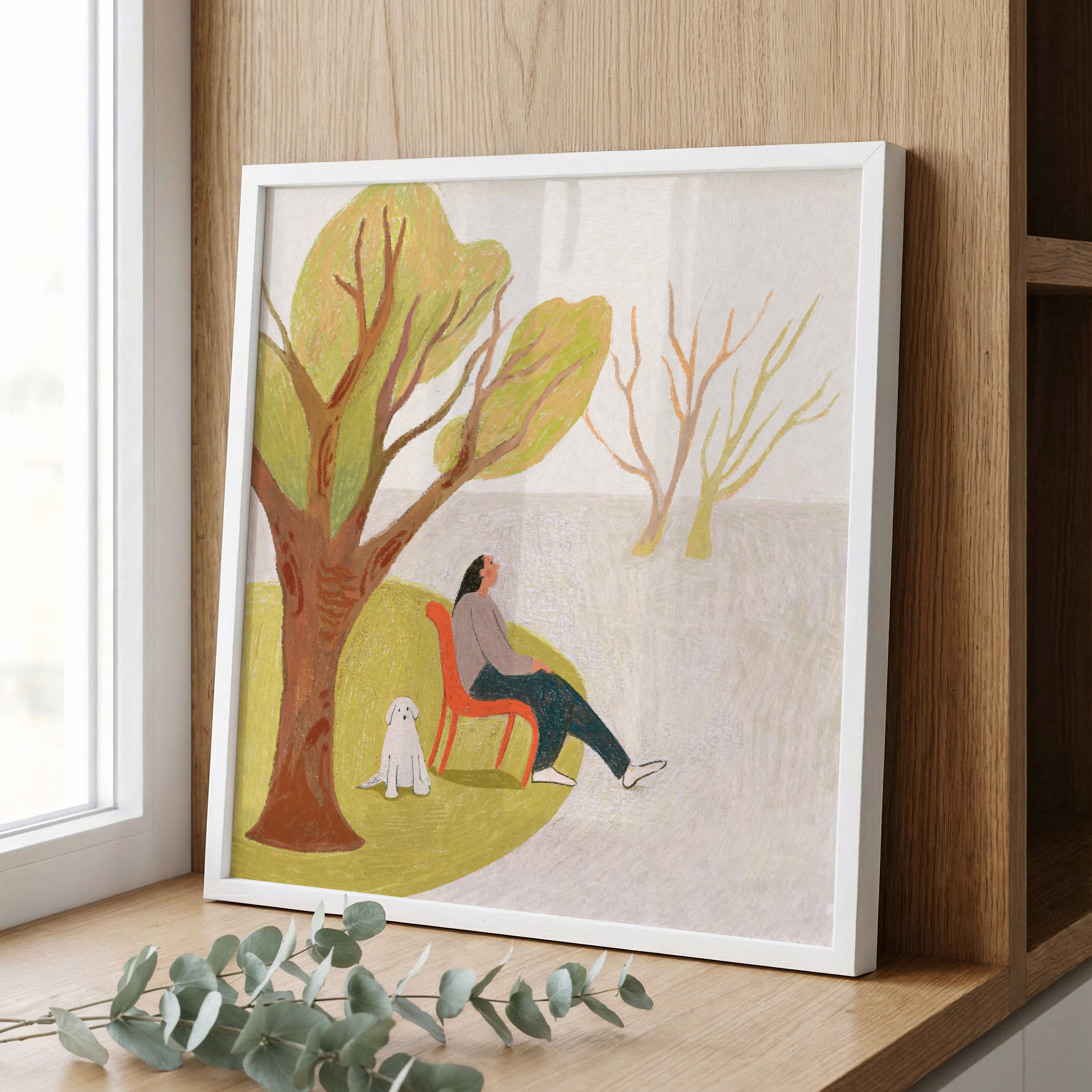 Just Me and My Dog - Coloured Pencil Art Print | Modern Boho Wall Decor