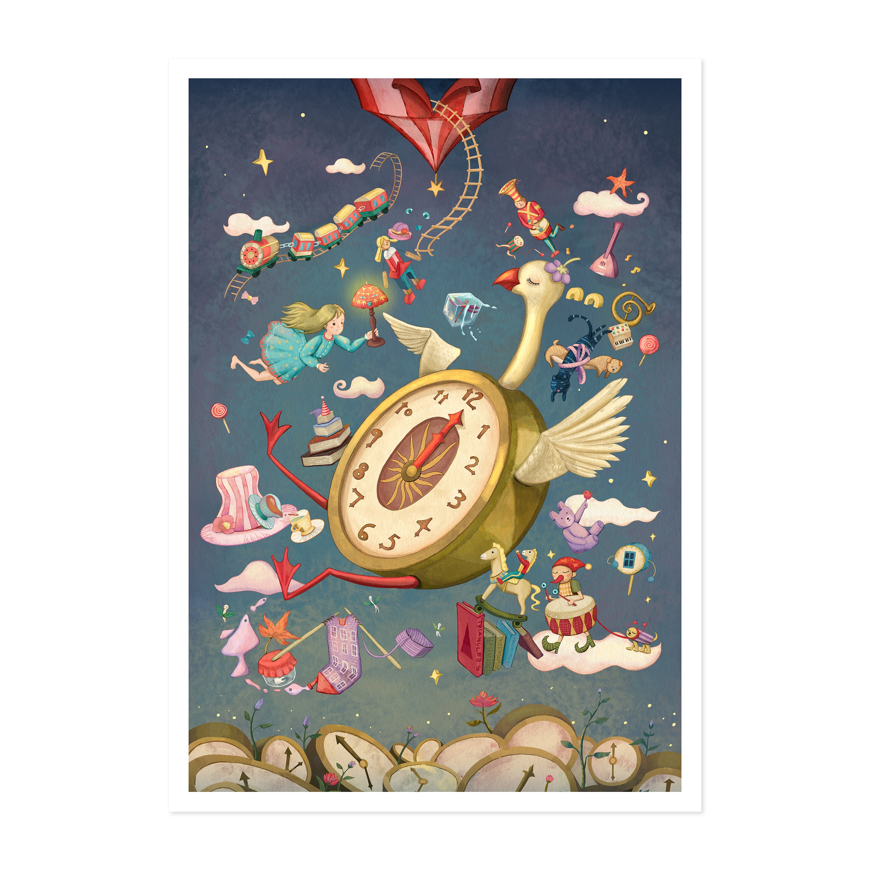 The Dream Keeper's Clock - Alice in Wonderland Inspired Art Print | Nursery & Bedroom Wall Decor
