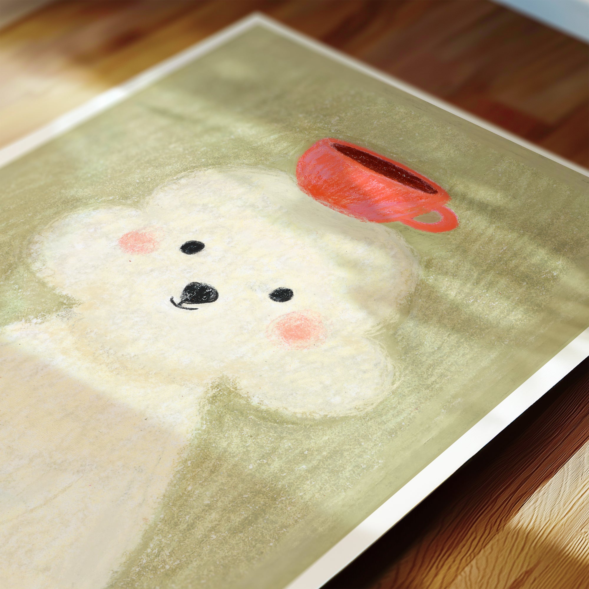 Espresso Poodle - Cute Coloured Pencil Art Print | Coffee Lover Gift