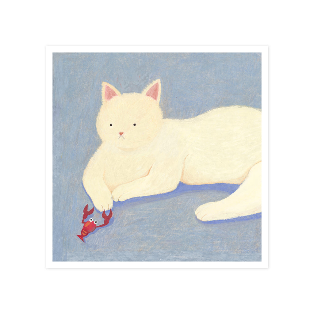 Cat Meets Lobster Art Print | Cat Lover Gift
