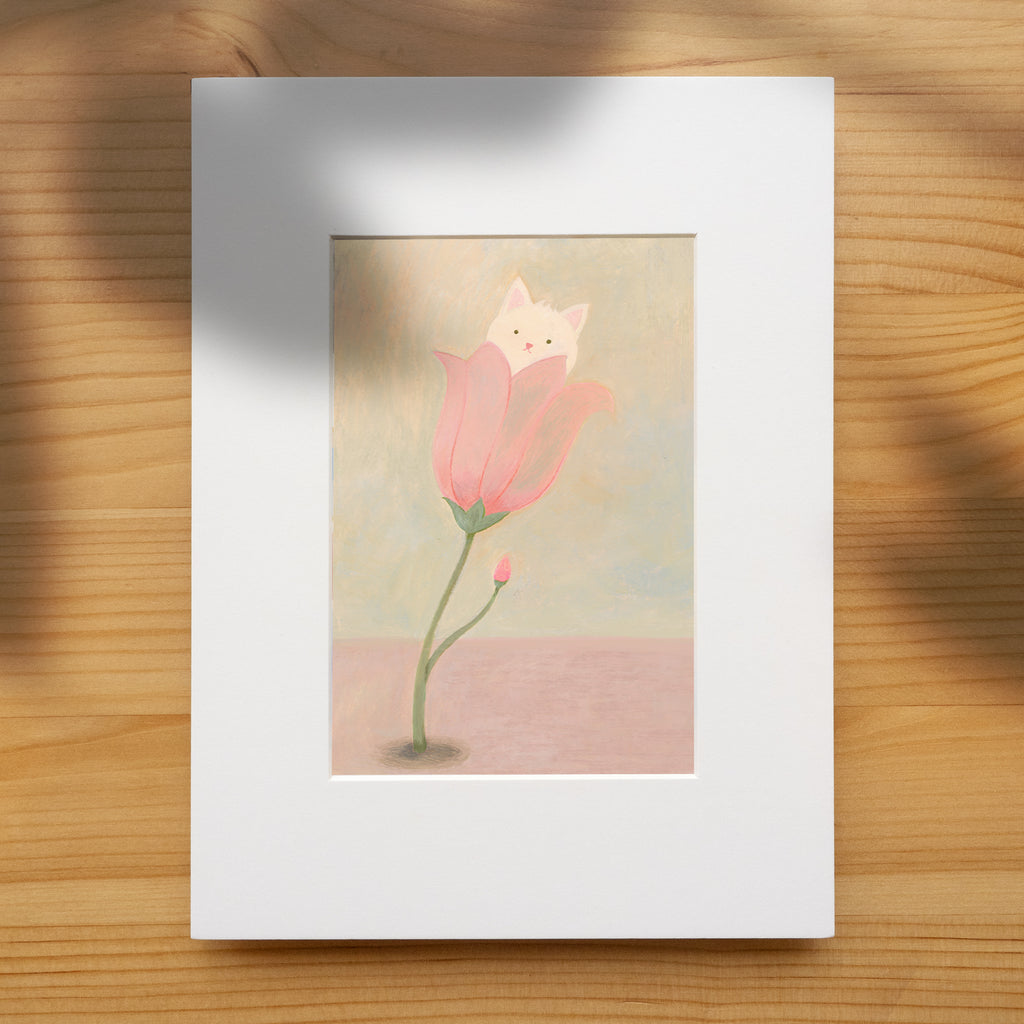 Cat in Bloom: Floral Cat Art Print | Cat Lover Gift