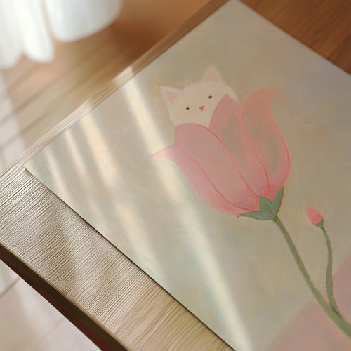 Cat in Bloom: Floral Cat Art Print | Cat Lover Gift