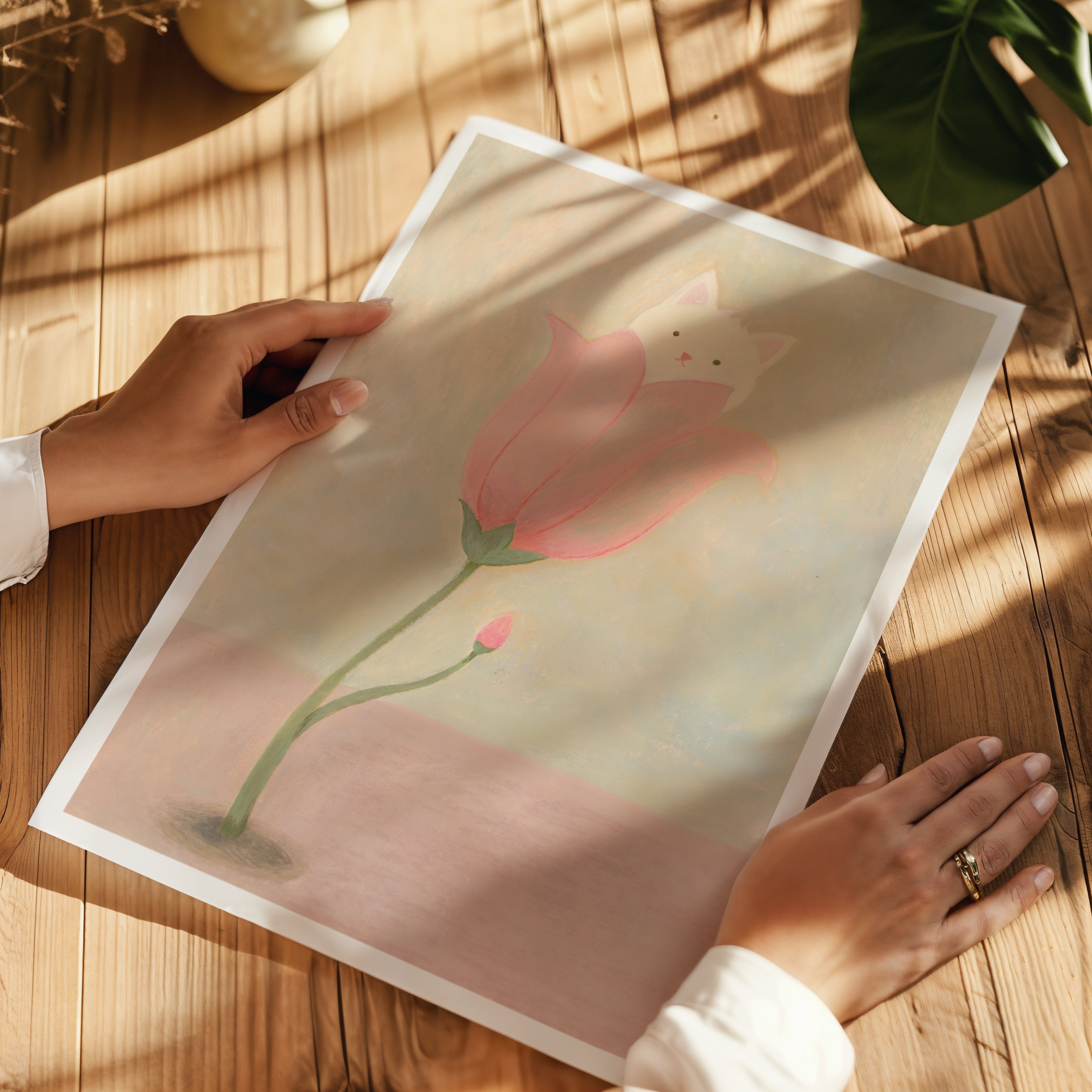 Cat in Bloom: Floral Cat Art Print | Cat Lover Gift