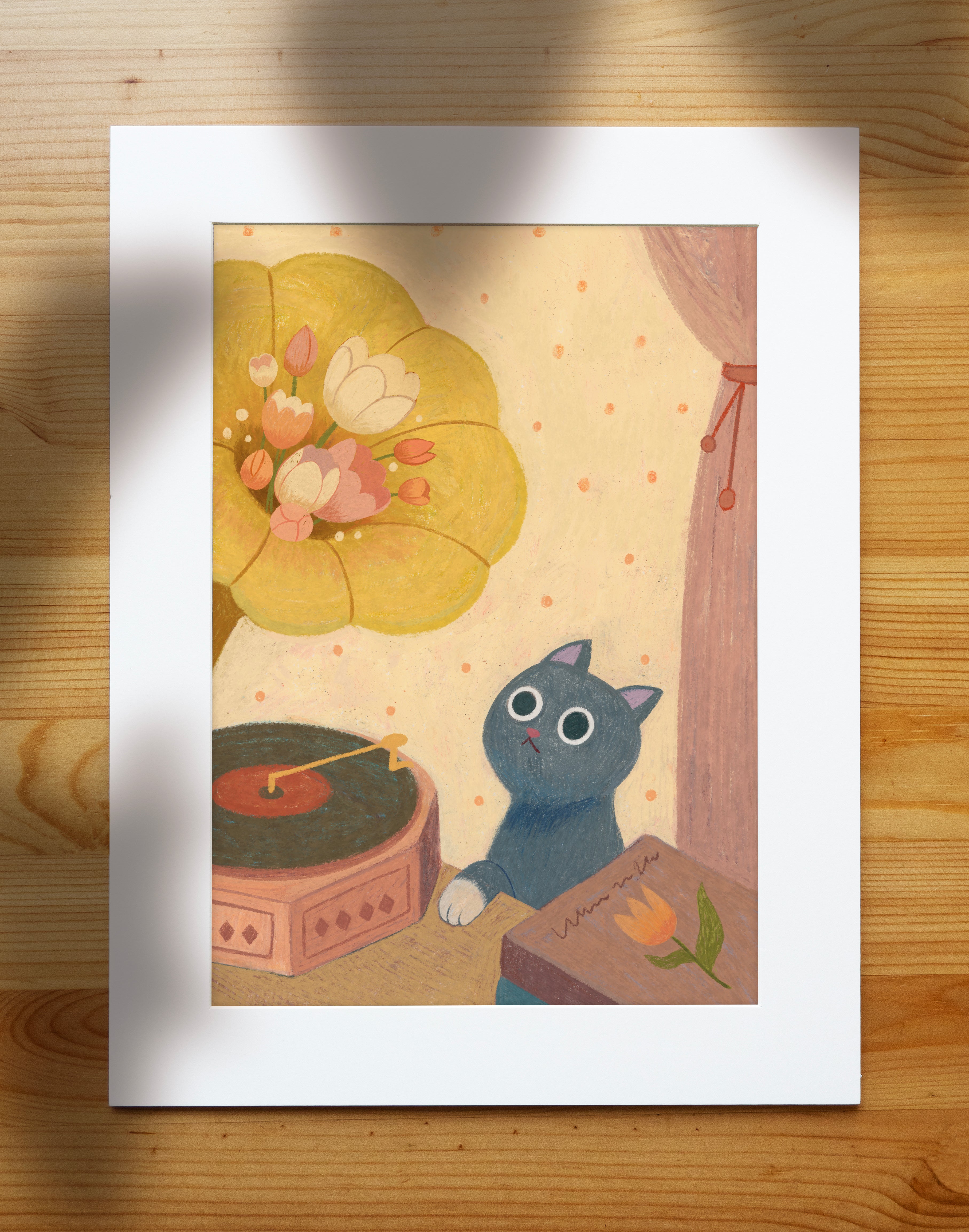 Saturday Morning Record Hand-Drawn Art Print | Nursery Gift