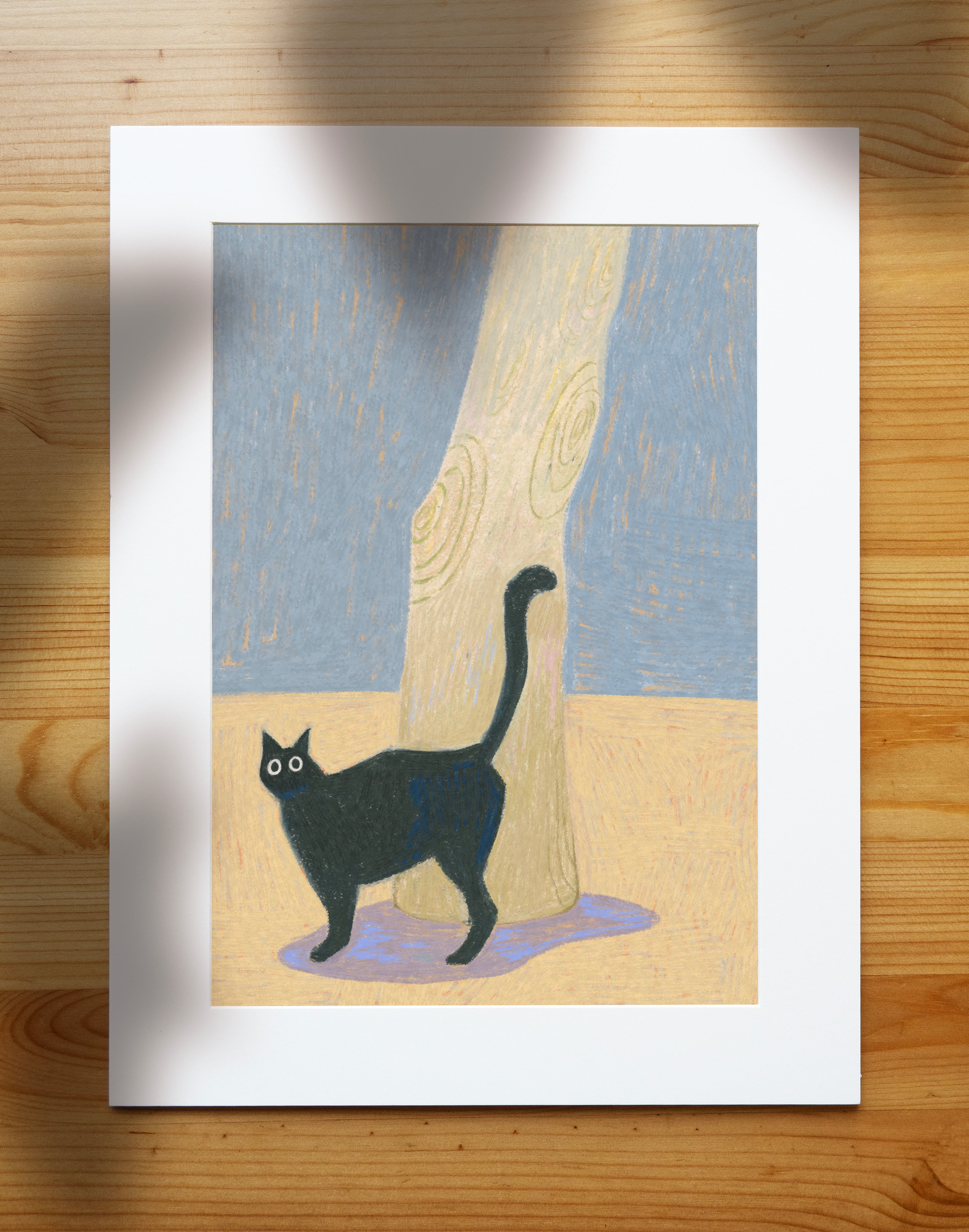 Cat & Tree | Black Cat Wall Art Print | Cat Lover Gift
