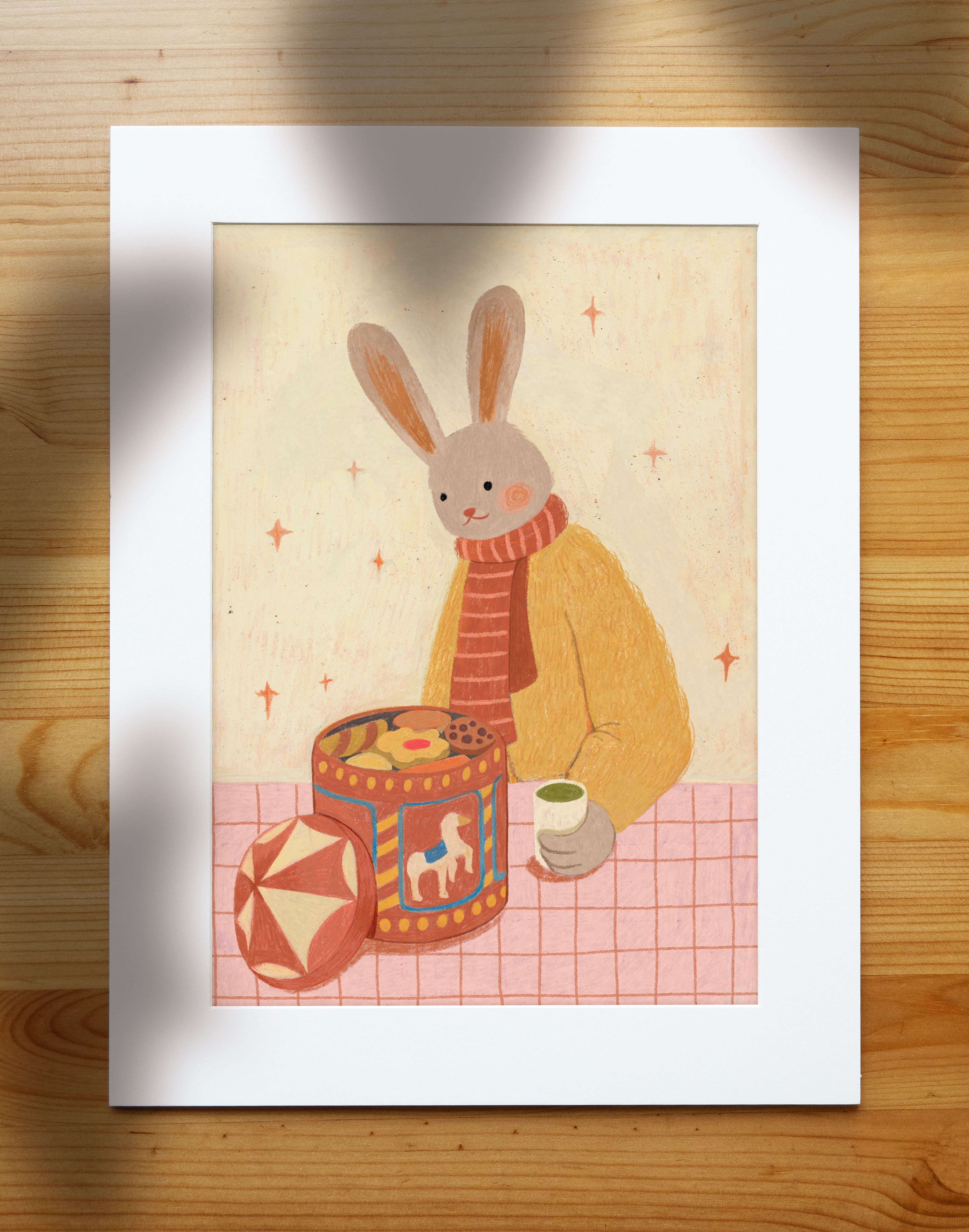 Cookie Tin Afternoon Hand-Drawn Art Print | Nursery Gift