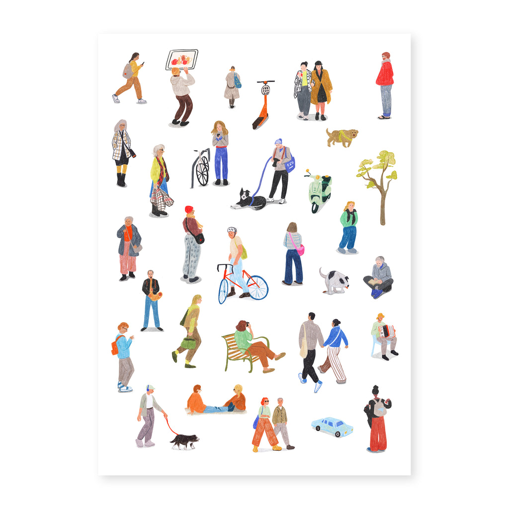 People Watching | Urban Life Illustration Wall Art
