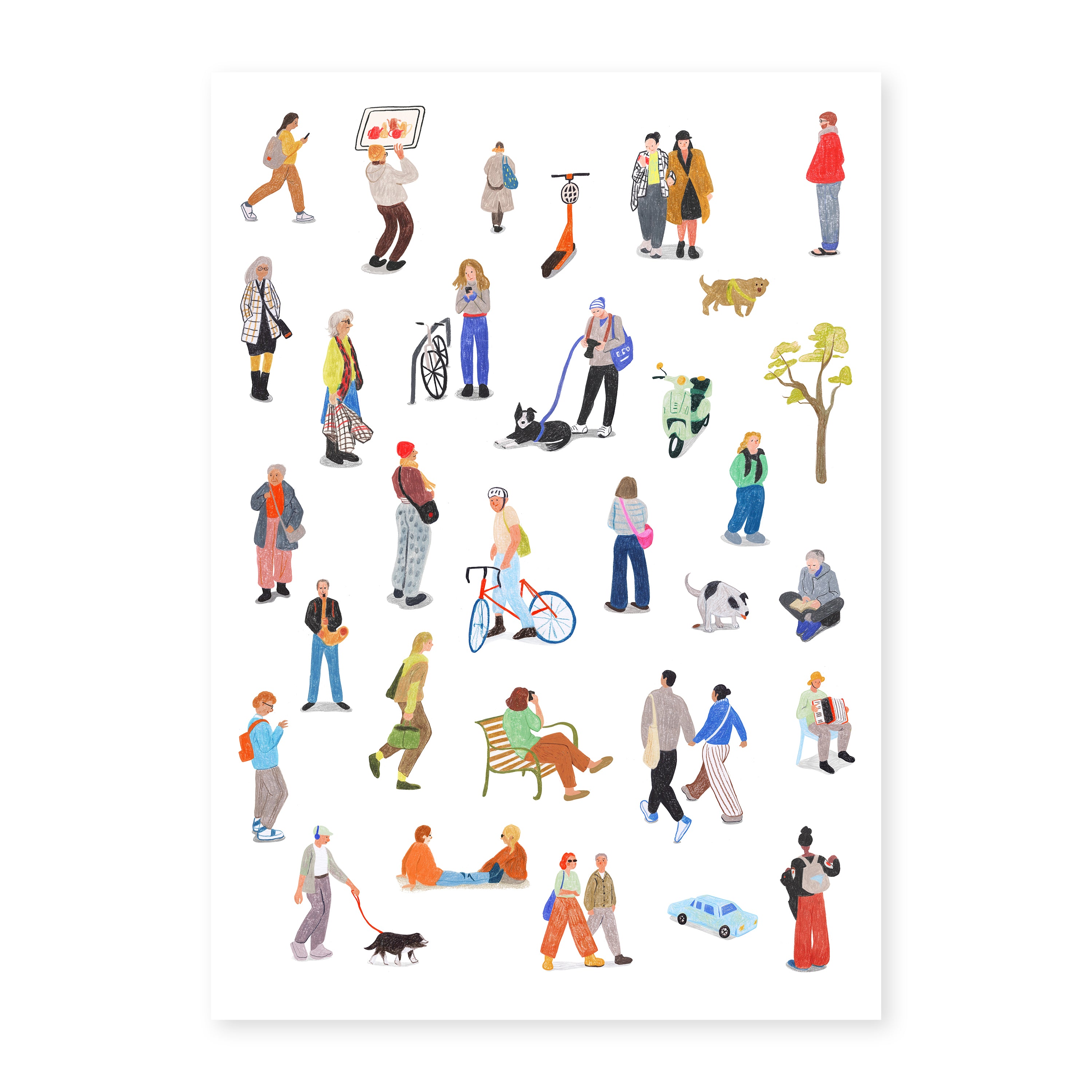 People Watching | Urban Life Illustration Wall Art
