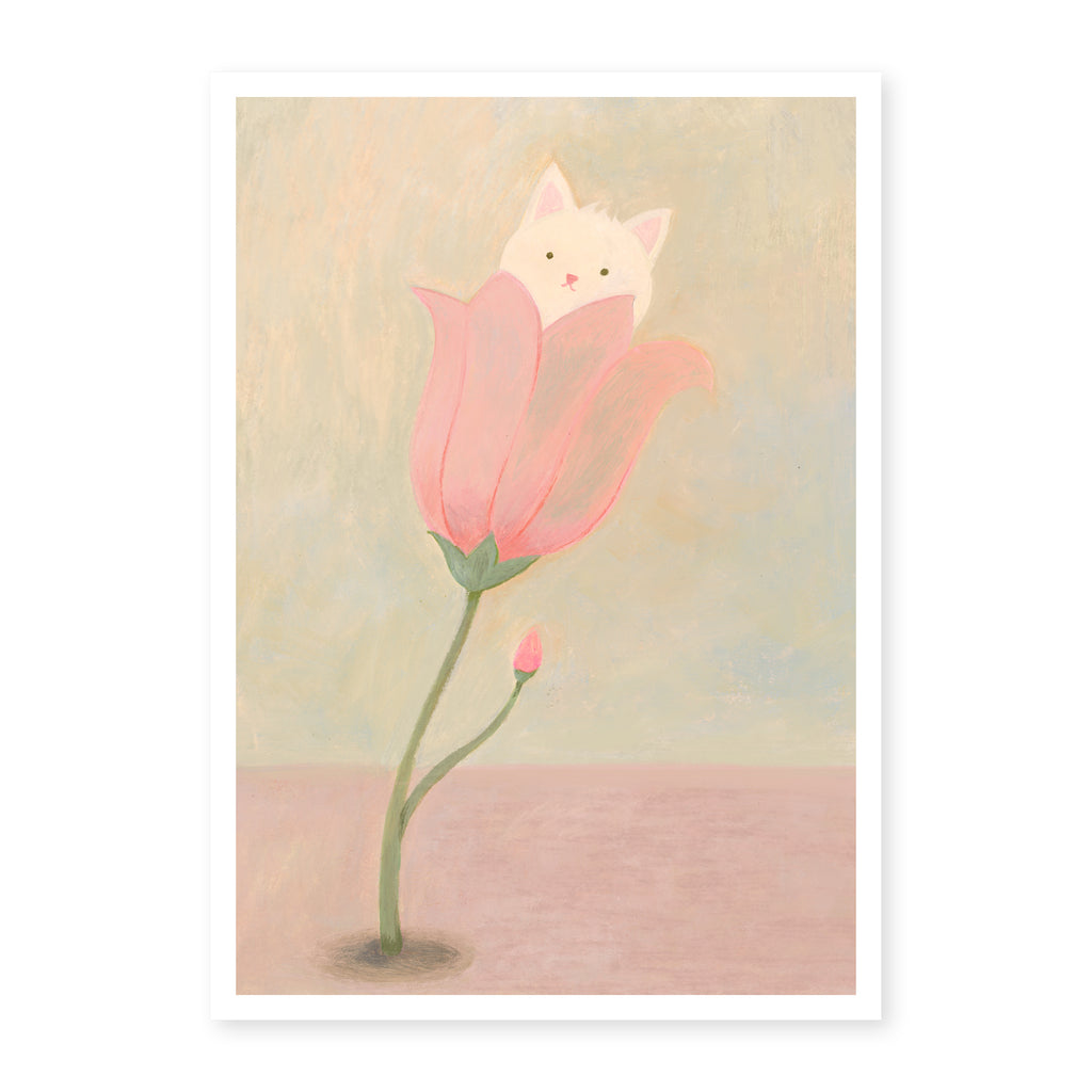 Cat in Bloom: Floral Cat Art Print | Cat Lover Gift
