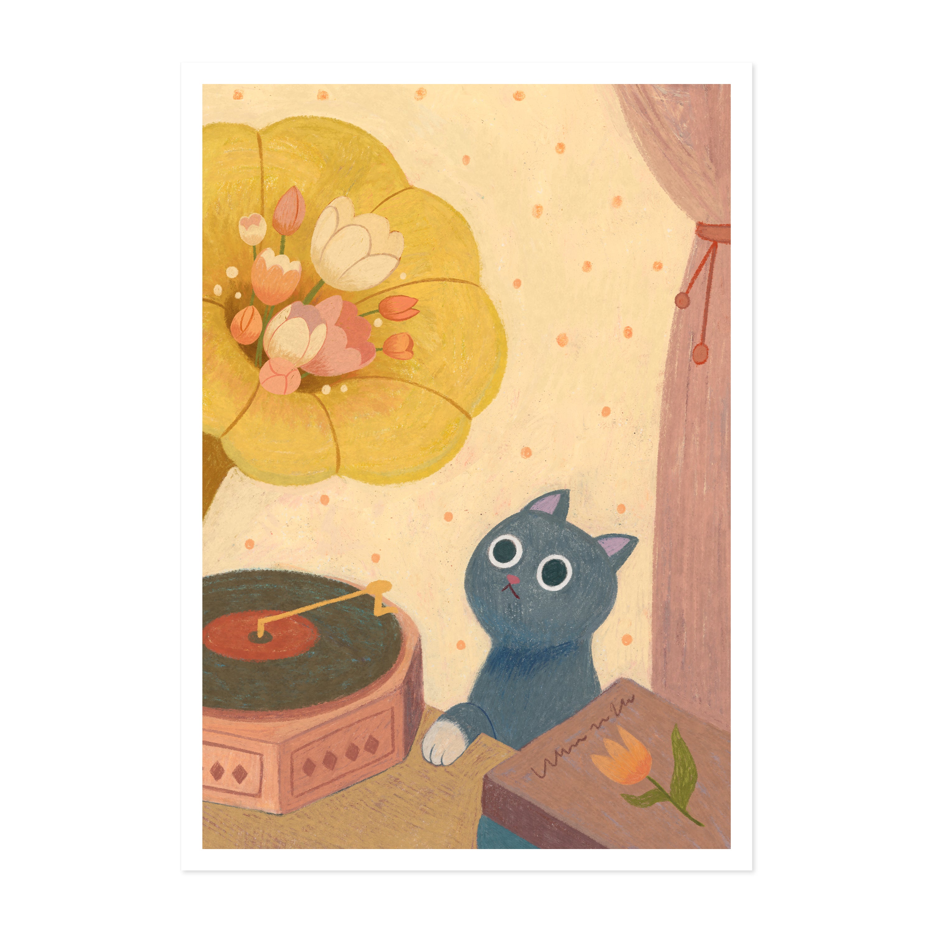 Saturday Morning Record Hand-Drawn Art Print | Nursery Gift