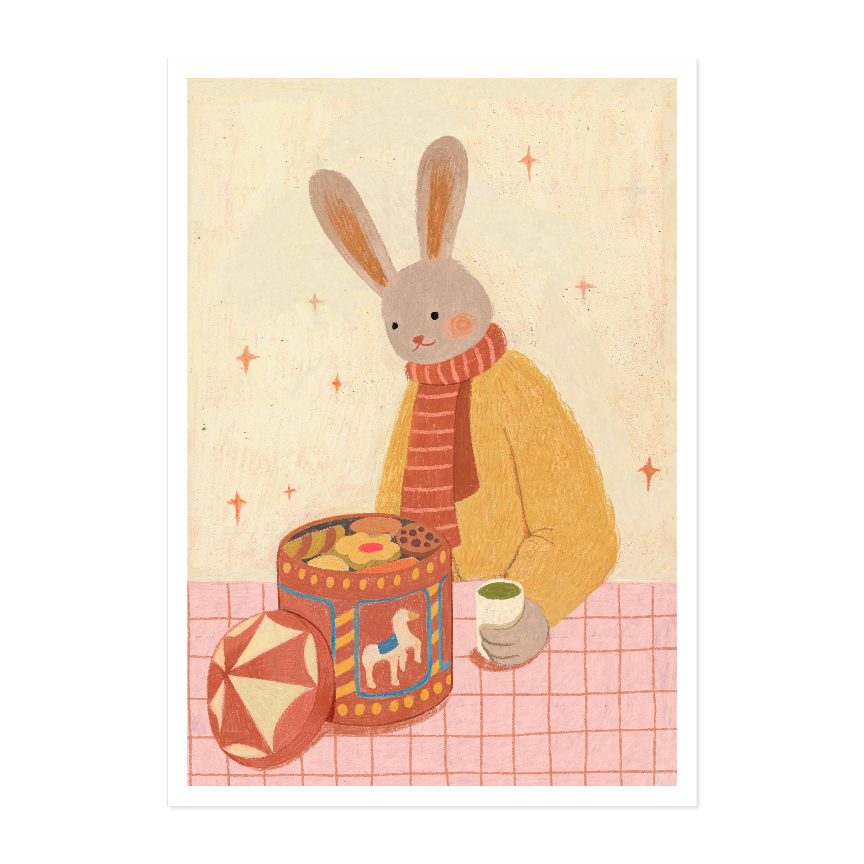 Cookie Tin Afternoon Hand-Drawn Art Print | Nursery Gift