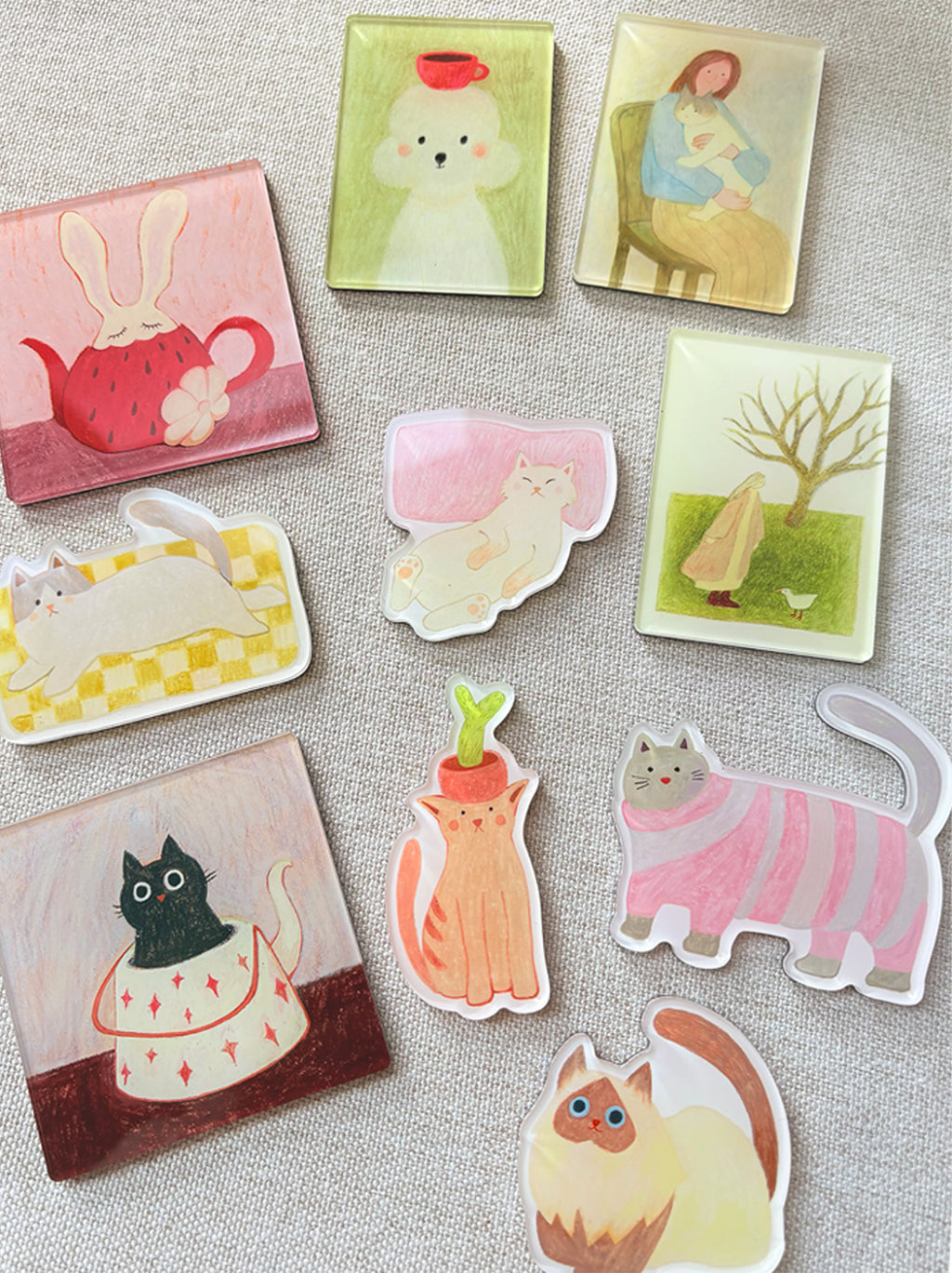 Sleepy Bunny Teapot Fridge Magnet | Illustrated Acrylic Magnet