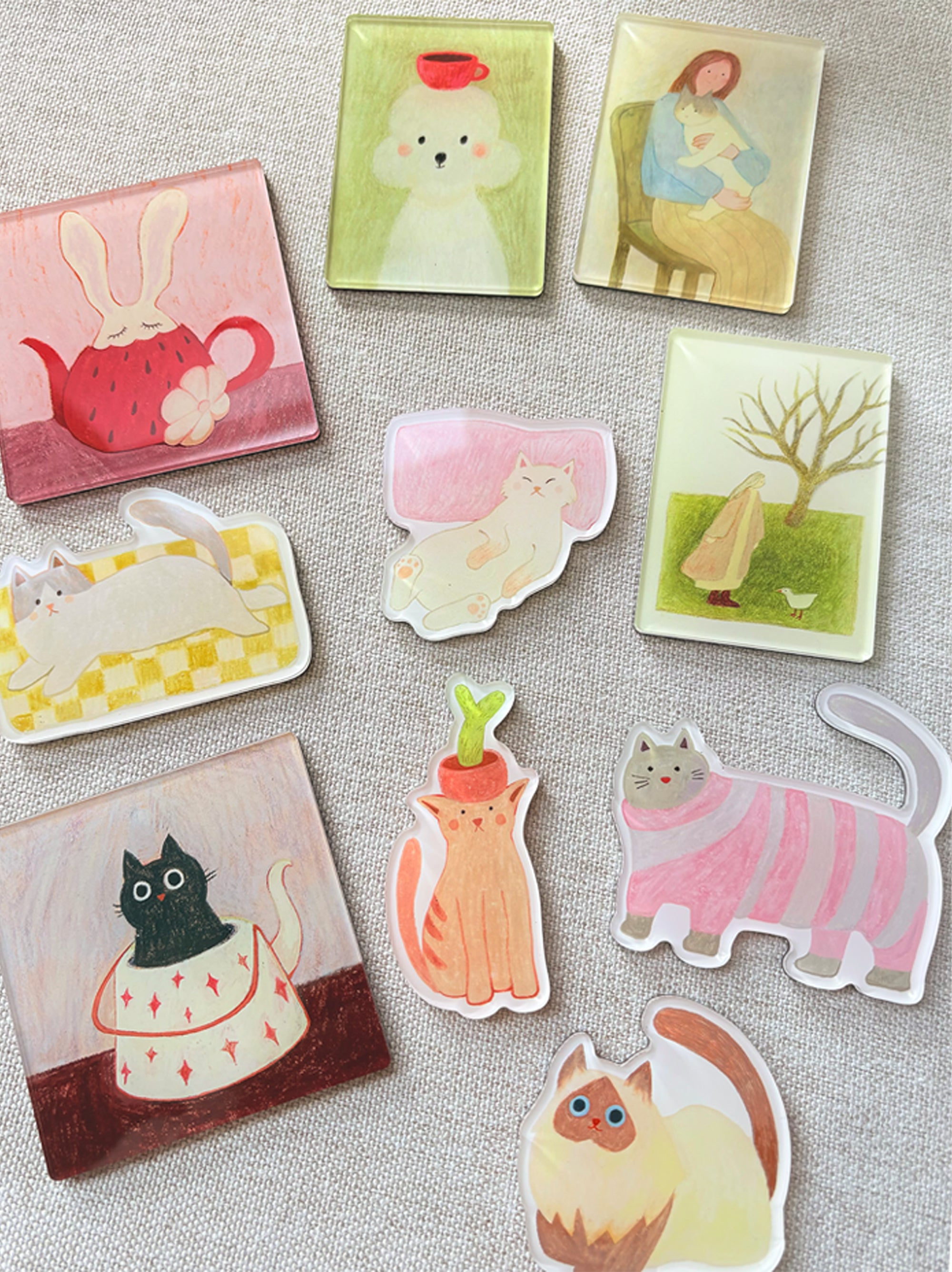 Sleepy Bunny Teapot Fridge Magnet | Illustrated Acrylic Magnet