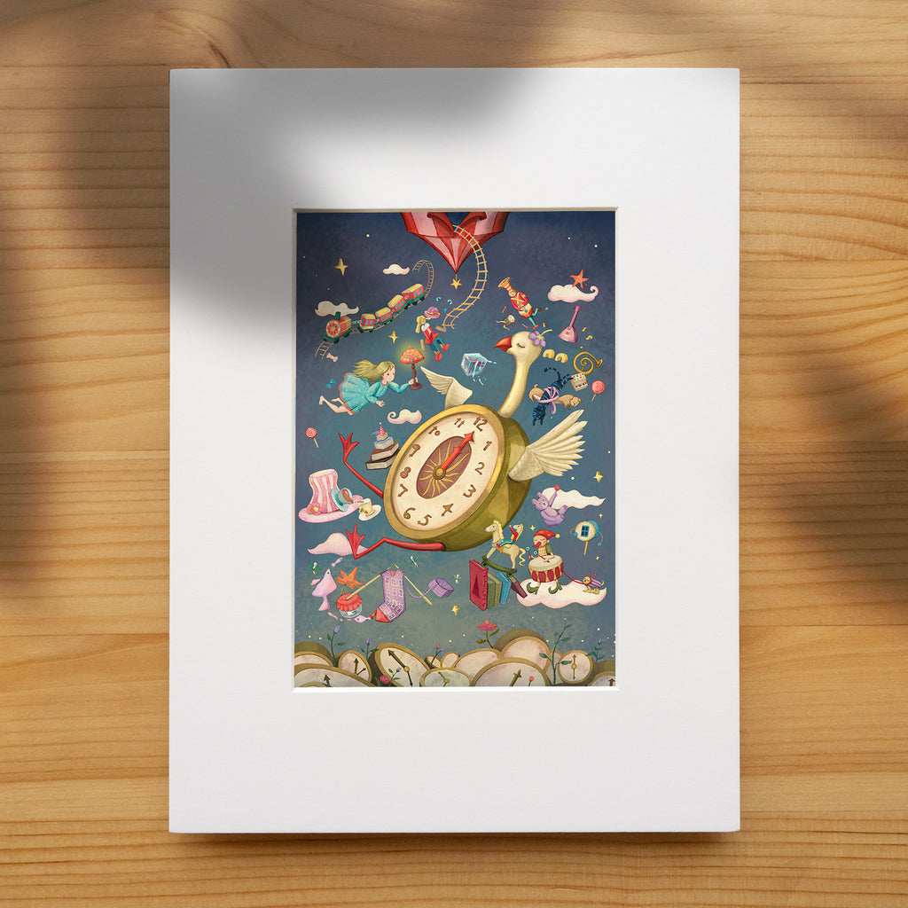 The Dream Keeper's Clock - Alice in Wonderland Inspired Art Print | Nursery & Bedroom Wall Decor