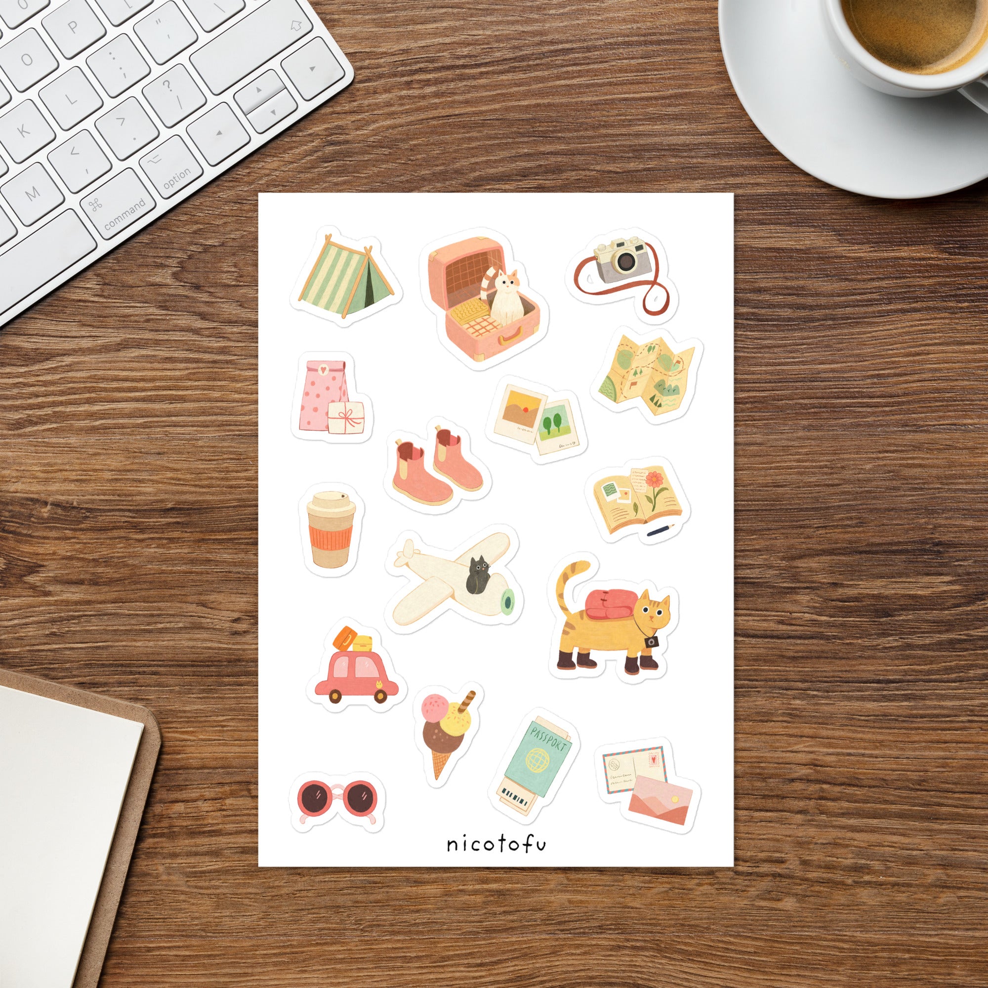 Little Wanderer Sticker Sheet | Travel & Adventure Illustrated Stickers | Cosy Wanderlust