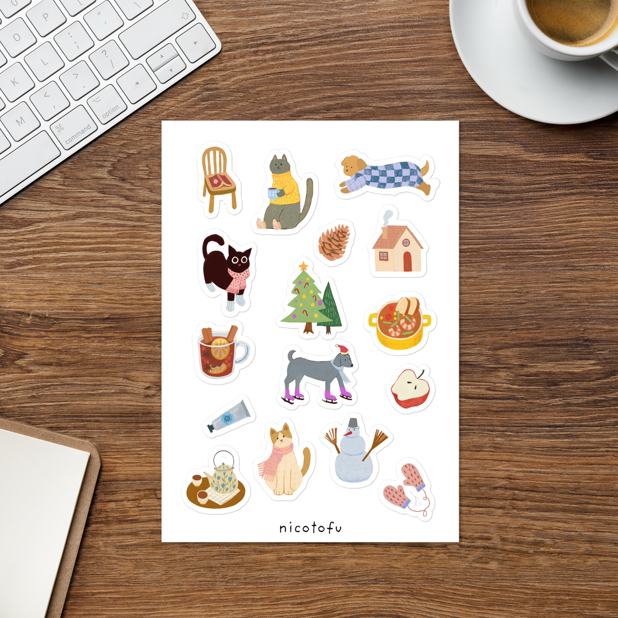 Winter Vibe Sticker Sheet | Cosy Season Illustrated Stickers | Warm & Snowy Days