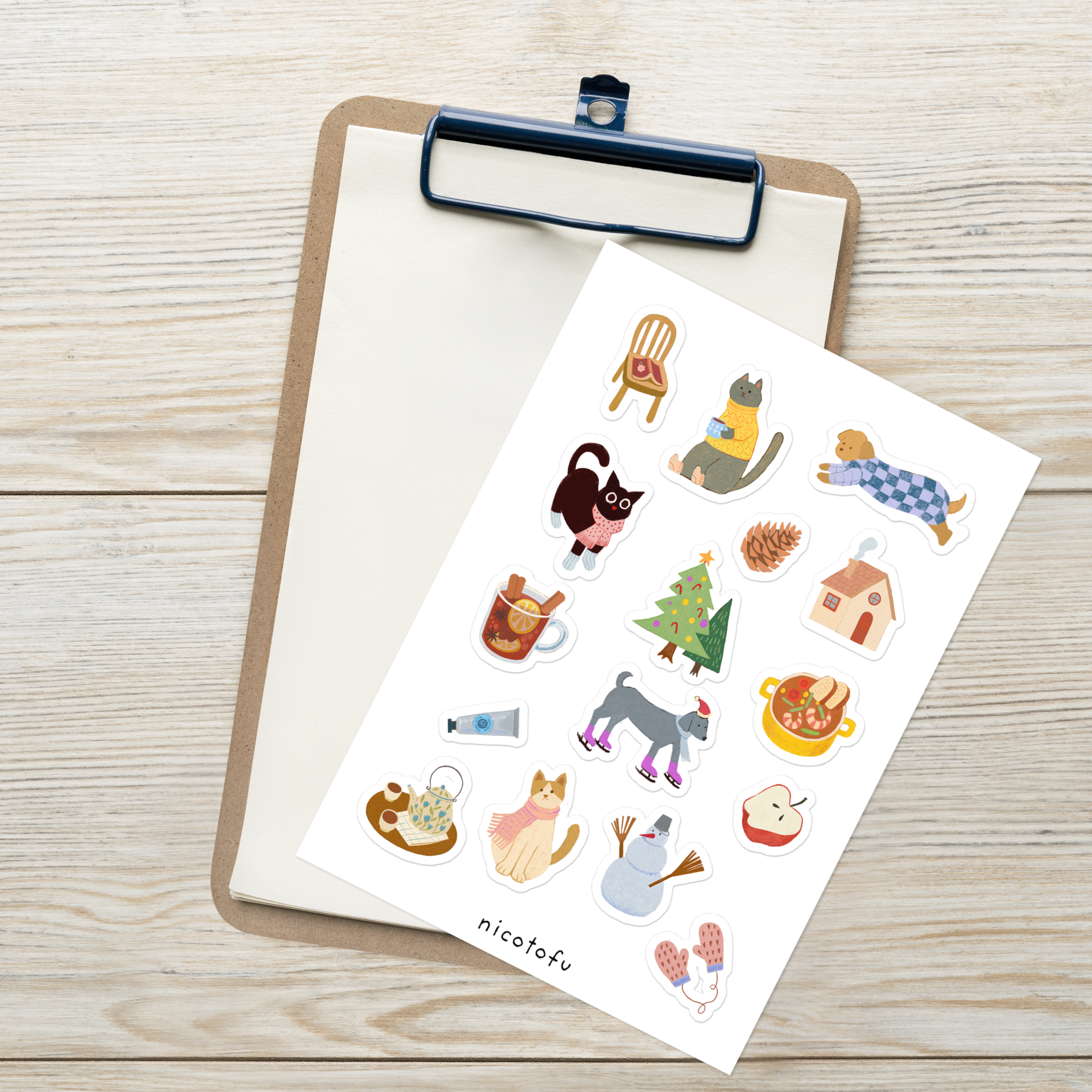 Winter Vibe Sticker Sheet | Cosy Season Illustrated Stickers | Warm & Snowy Days