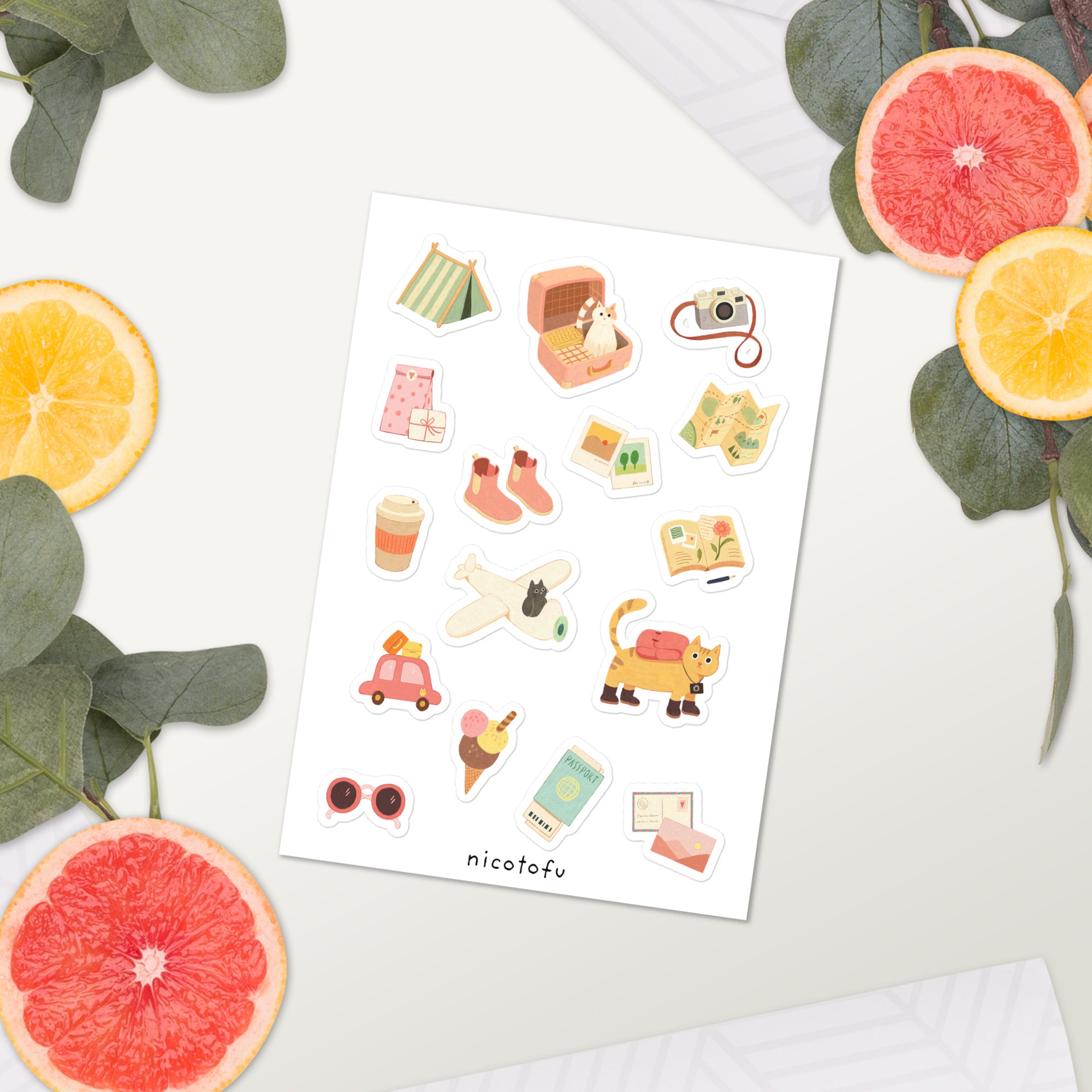 Little Wanderer Sticker Sheet | Travel & Adventure Illustrated Stickers | Cosy Wanderlust