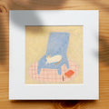 Cozy Cat on Blue Chair – Original Art Print | Australian Artist